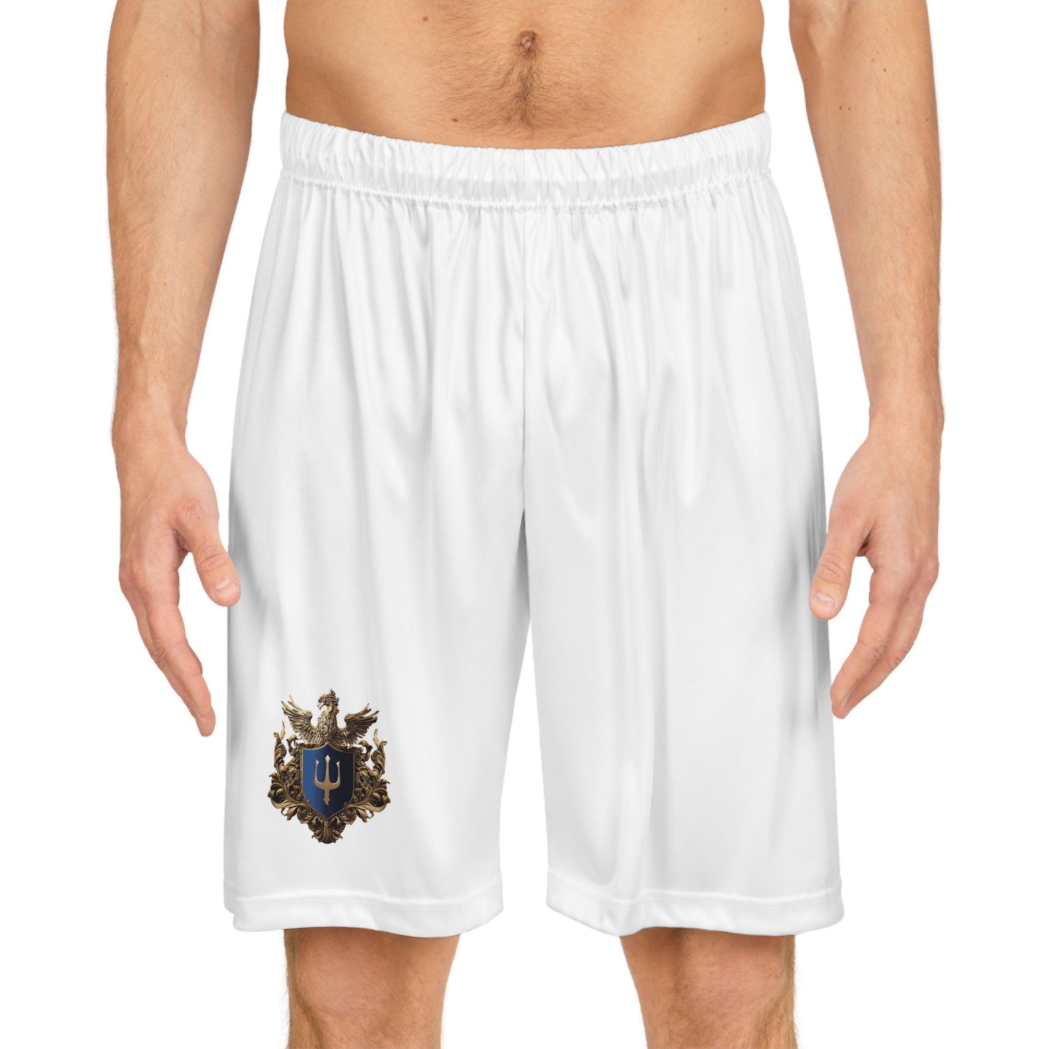 Crest Graphic Basketball Shorts — Athletic All-Over Print