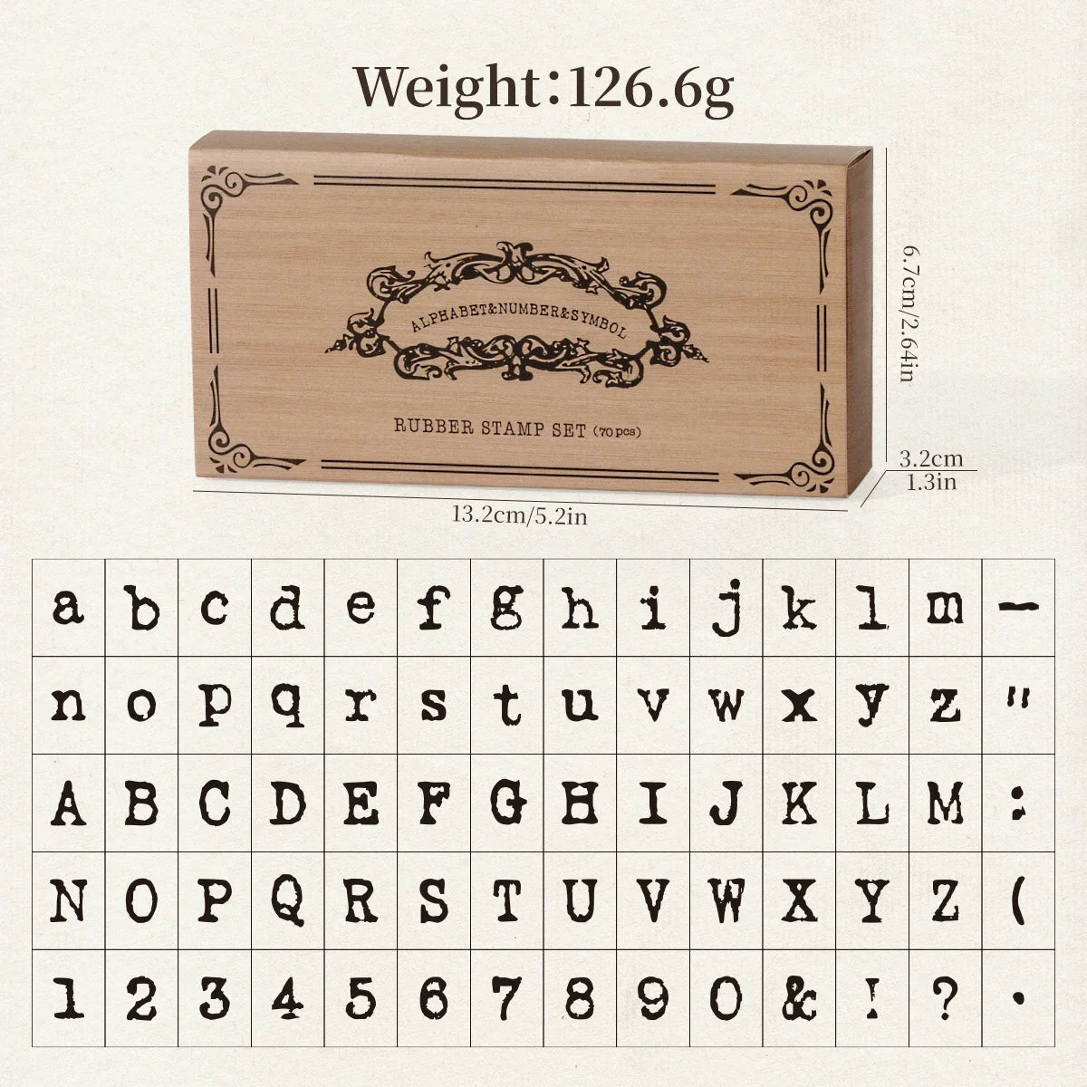 70pcs/set Wooden Rubber AlphabetStamp Set