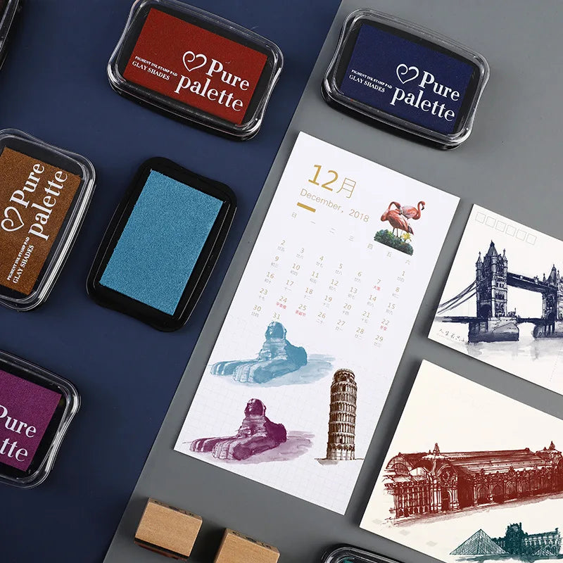 12 Colors Large Size Vintage Inkpad for Stamp