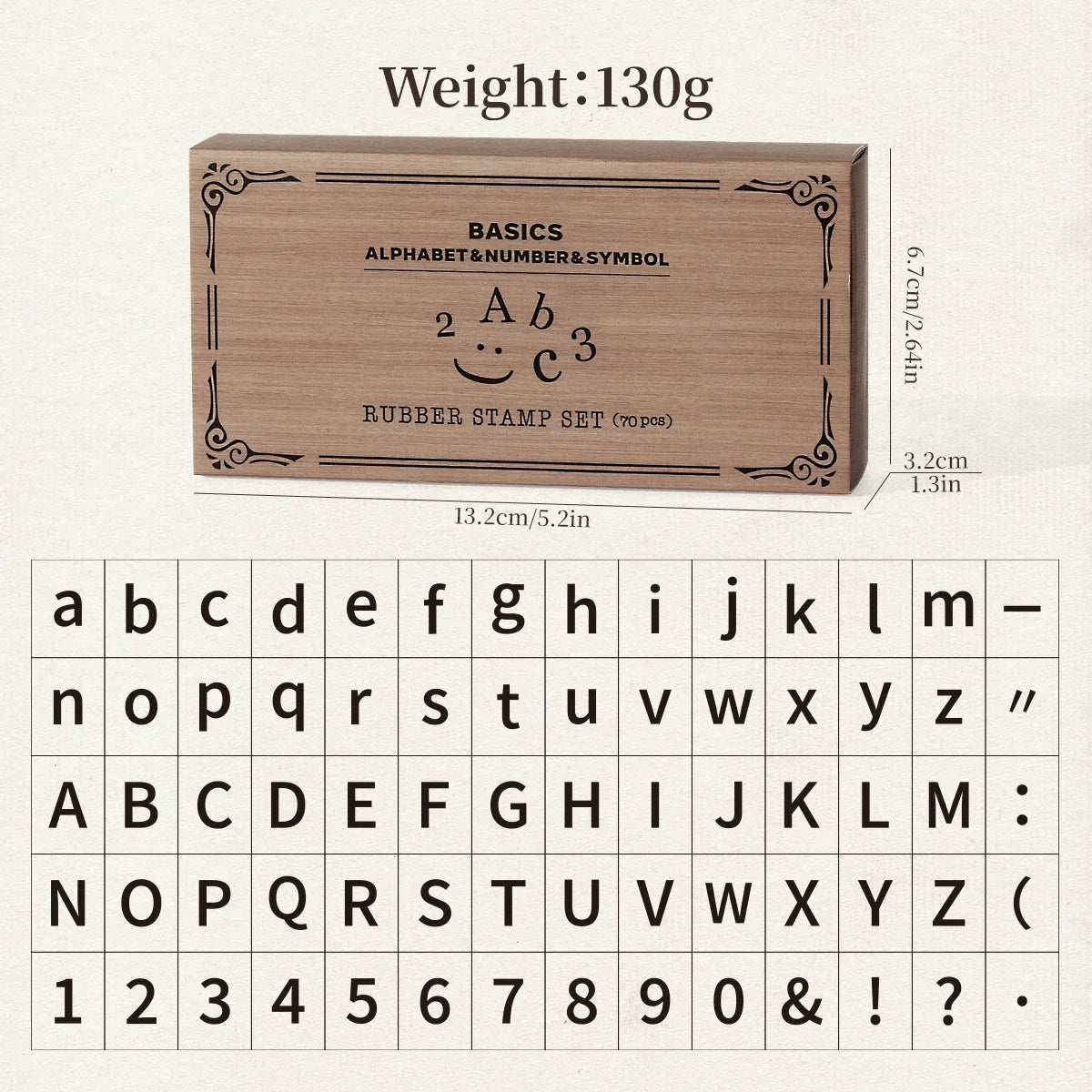 70pcs/set Wooden Rubber AlphabetStamp Set